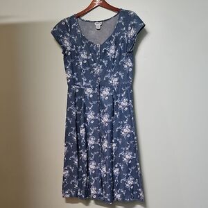 Vintage Amanda Lane Navy Floral Fit and Flare Dress Cottage core